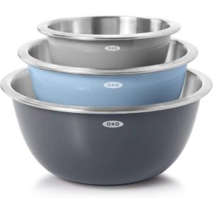 imageOXO Good Grips 3Piece StainlessSteel Mixing Bowl SetBlueGray