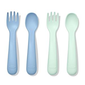 imageOXO Tot Plastic Fork and Spoon Set  Opal and DuskOpalDusk