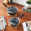 imageOXO Good Grips 1QT and 2QT Saucepan Pot Set with Lids 3Layered German Engineered Nonstick Coating Stainless Steel Handles with Nonslip Silicone Black1QT and 2QT Saucepan Set