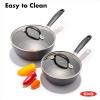imageOXO Good Grips 1QT and 2QT Saucepan Pot Set with Lids 3Layered German Engineered Nonstick Coating Stainless Steel Handles with Nonslip Silicone Black1QT and 2QT Saucepan Set