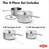 imageOXO Mira TriPly Stainless Steel 5QT Stock Pot with Lid Induction Multi Clad Dishwasher and Metal Utensil Safe15QT and 3QT Saucepan Set with Lids