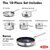 imageOXO Mira TriPly Stainless Steel Cookware 8quot and 10quot Frying Pan Skillet Set Ceramic Nonstick Interior Induction Multi Clad PFASFree Metal and Utensil Safe Dishwasher and Oven Safe10 Piece Cookware Pots and Pans Set