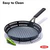 imageOXO Obsidian PreSeasoned Carbon Steel 12quot Frying Pan Skillet with Holes for Grilling with Removable Silicone Handle Holder Induction Oven Safe Black12 Outdoor Skillet