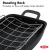 imageOXO Obsidian PreSeasoned Carbon Steel 15quot x 105quot Roasting Pan with Stainless Steel Roaster Rack Induction Black