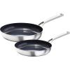 imageOXO Mira TriPly Stainless Steel Cookware 8quot and 10quot Frying Pan Skillet Set Ceramic Nonstick Interior Induction Multi Clad PFASFree Metal and Utensil Safe Dishwasher and Oven Safe8 and 10 Nonstick Ceramic Frying Pan Set