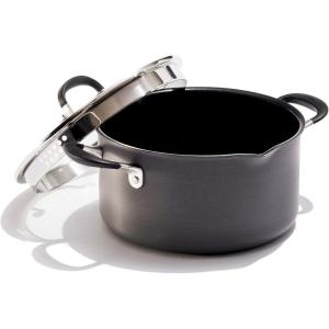 imageOXO Good Grips 1QT and 2QT Saucepan Pot Set with Lids 3Layered German Engineered Nonstick Coating Stainless Steel Handles with Nonslip Silicone Black6QT Stockpot with Lid