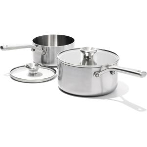 imageOXO Mira TriPly Stainless Steel 5QT Stock Pot with Lid Induction Multi Clad Dishwasher and Metal Utensil Safe15QT and 3QT Saucepan Set with Lids