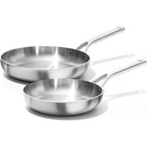 imageOXO Mira TriPly Stainless Steel Cookware 8quot and 10quot Frying Pan Skillet Set Ceramic Nonstick Interior Induction Multi Clad PFASFree Metal and Utensil Safe Dishwasher and Oven Safe8 and 10 Frying Pan Skillet Set