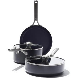 imageOXO Professional 5 Piece Cookware Pot ampamp Pans Set PFOA Free HardAnodized Ceramic Nonstick Coating Induction Compatible Dishwasher ampamp Oven Safe to 600F Stainless Steel Handles Glass Lids Black