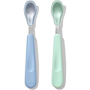 imageOXO Tot Feeding Spoon Set with Soft Silicone  Opal and BlossomOpal and Dusk
