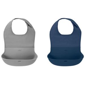 imageOXO Tot RollUp Bib  2 Pack  Drizzle and OpalNavyGray