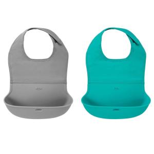 imageOXO Tot RollUp Bib  2 Pack  Drizzle and OpalTealGray