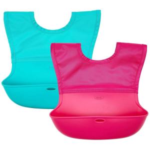 imageOXO Tot RollUp Bib  2 Pack  Drizzle and OpalTealPink