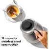 imageOXO Brew Gooseneck Electric Kettle  Hot Water Kettle Pour Over Coffee ampamp Tea Kettle Adjustable Temperature BuiltIn Brew Timer Stainless Steel 1L11 Quarts