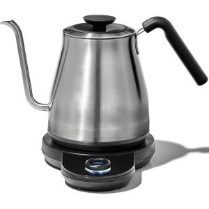 imageOXO Brew Gooseneck Electric Kettle  Hot Water Kettle Pour Over Coffee ampamp Tea Kettle Adjustable Temperature BuiltIn Brew Timer Stainless Steel 1L11 Quarts