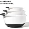 imageOXO Plastic Good Grips 3Piece Mixing Bowl Set with RedGreenBlue HandlesWhiteBlack
