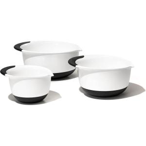 imageOXO Plastic Good Grips 3Piece Mixing Bowl Set with RedGreenBlue HandlesWhiteBlack