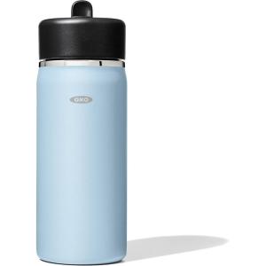 imageOXO Strive 24oz Wide Mouth Water Bottle with Straw Lid  AquamarineTopaz Blue