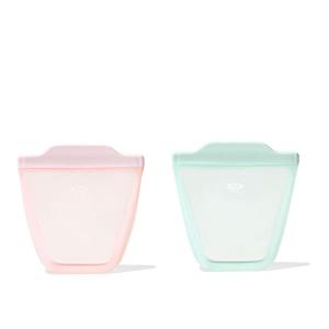 image:imageOXO Tot Silicone Reusable Bags  2 Piece Cup Set  Opal and BlossomOpalBlossom